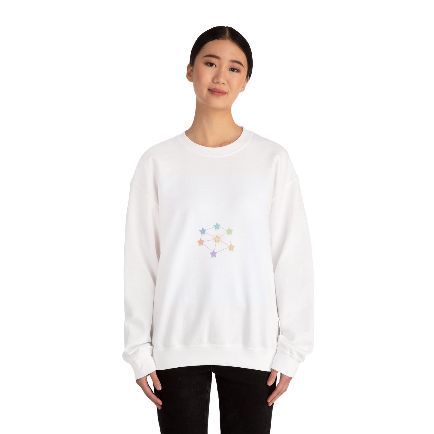 Celestial Stars Crewneck Sweatshirt — "I Shine in My Own Way" Inspirational Graphic - Our Life in Color: Parenting Beyond The Lines