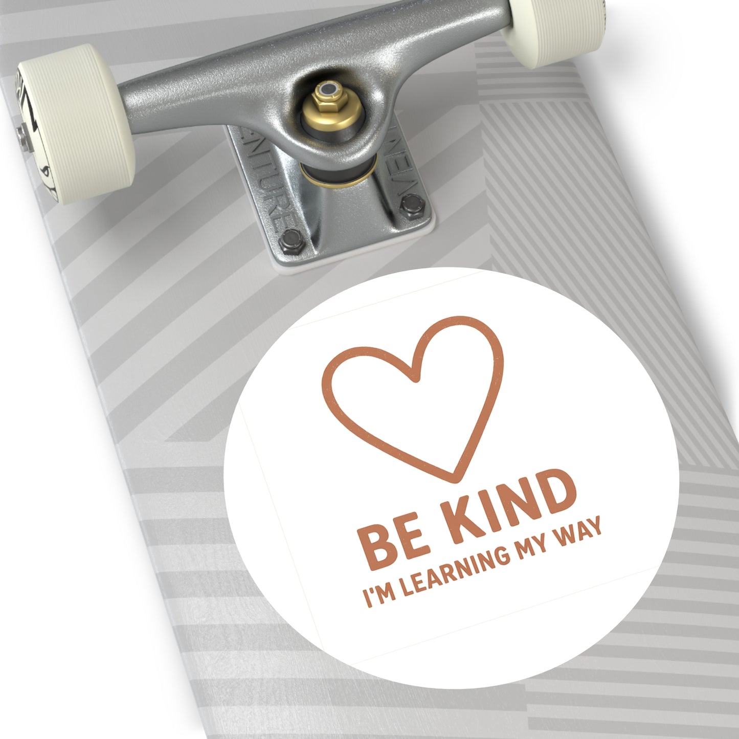 Be Kind Round Vinyl Sticker — "Be Kind I’m Learning My Way" Inspirational Heart Sticker