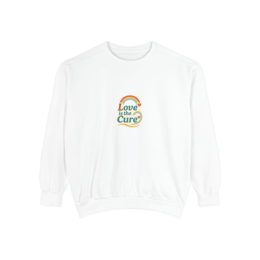 Love Is the Cure Sweatshirt - Retro Rainbow Crewneck