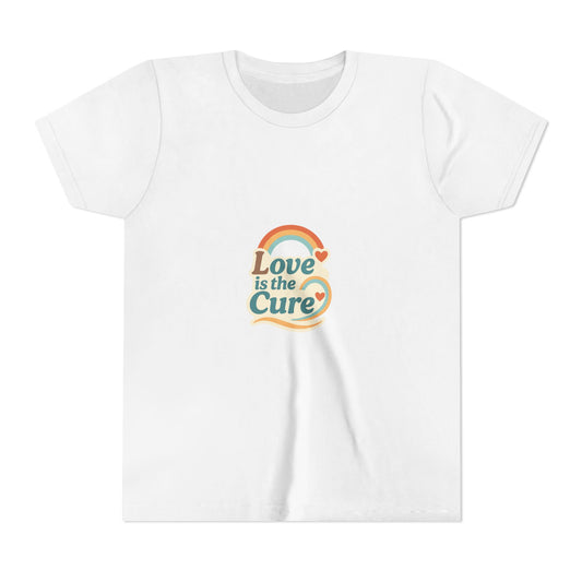 Youth Tee — "Love Is the Cure" Retro Rainbow Kids T‑Shirt