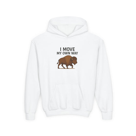 Youth Hoodie – "I Move My Own Way" Buffalo Graphic Sweatshirt - Our Life in Color: Parenting Beyond The Lines