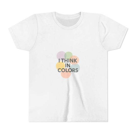 Youth Tee — "I Think In Colors" Pastel Graphic Kids T-Shirt - Our Life in Color: Parenting Beyond The Lines