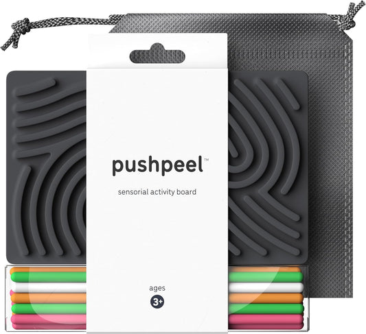 Pushpeel Sensory Activity Board: Silicone Fidget Toy for Calming, Stress, Anxiety, ADHD & Autism | Silent, No Mess | Kids 3+ & Adults | Includes Portable Travel Bag & 11 Strings